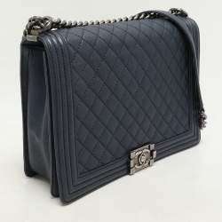 Chanel Blue Quilted Leather Large Boy Flap Bag