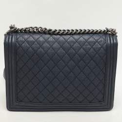 Chanel Blue Quilted Leather Large Boy Flap Bag