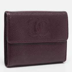 Pre Owned Chanel Burgundy Caviar Leather CC Trifold Wallet