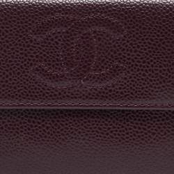 Pre Owned Chanel Burgundy Caviar Leather CC Trifold Wallet