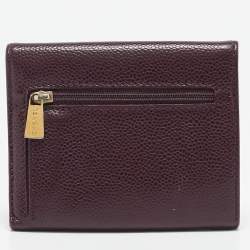 Pre Owned Chanel Burgundy Caviar Leather CC Trifold Wallet