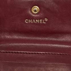 Pre Owned Chanel Burgundy Caviar Leather CC Trifold Wallet