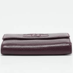 Pre Owned Chanel Burgundy Caviar Leather CC Trifold Wallet
