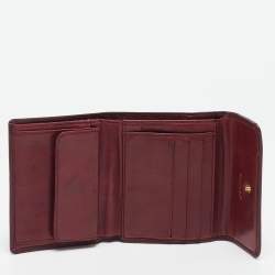 Pre Owned Chanel Burgundy Caviar Leather CC Trifold Wallet