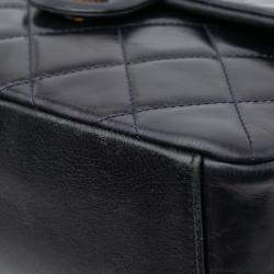 Chanel Black Medium Quilted Glazed Calfskin Gold Bar Top Handle Flap