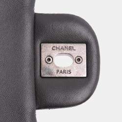 Chanel Grey Quilted Lambskin Stitched Single Flap