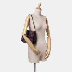 Chanel Purple Quilted Suede Union Jack Clutch with Chain