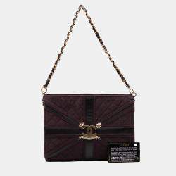 Chanel Purple Quilted Suede Union Jack Clutch with Chain