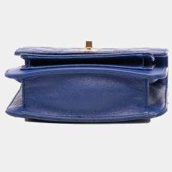 Chanel Blue Mini Quilted Aged Calfskin and Caviar Chain Handle Flap