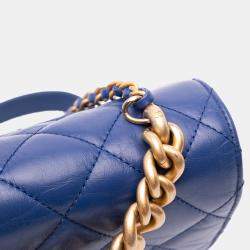 Chanel Blue Mini Quilted Aged Calfskin and Caviar Chain Handle Flap