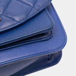 Chanel Blue Mini Quilted Aged Calfskin and Caviar Chain Handle Flap