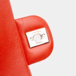 Chanel Orange Mini Rectangular Classic Lambskin Single Flap