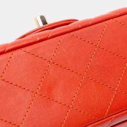 Chanel Orange Mini Rectangular Classic Lambskin Single Flap