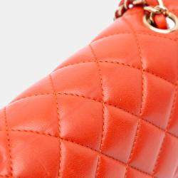 Chanel Orange Mini Rectangular Classic Lambskin Single Flap