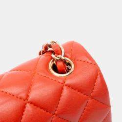 Chanel Orange Mini Rectangular Classic Lambskin Single Flap