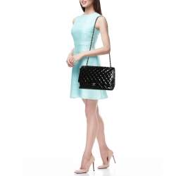 Chanel Black Quilted Patent Leather Maxi Classic Single Flap Bag
