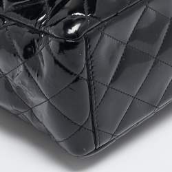Chanel Black Quilted Patent Leather Maxi Classic Single Flap Bag