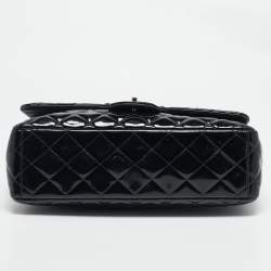 Chanel Black Quilted Patent Leather Maxi Classic Single Flap Bag
