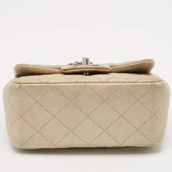 Chanel Grey Quilted Leather Mini Square Classic Flap Bag
