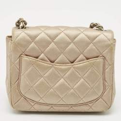 Chanel Grey Quilted Leather Mini Square Classic Flap Bag