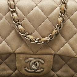 Chanel Grey Quilted Leather Mini Square Classic Flap Bag