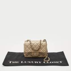 Chanel Grey Quilted Leather Mini Square Classic Flap Bag