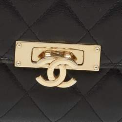Pre Owned Chanel Black Quilted Leather Golden Class Continental Wallet