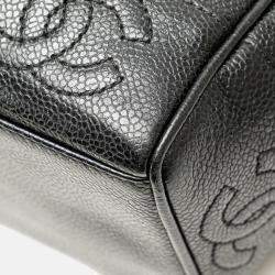 Pre Owned Chanel Black Triple CC Caviar Tote