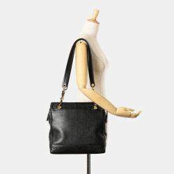Pre Owned Chanel Black Triple CC Caviar Tote