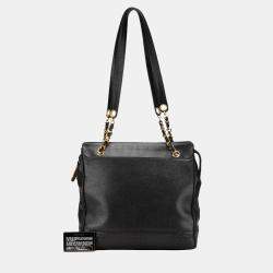 Pre Owned Chanel Black Triple CC Caviar Tote