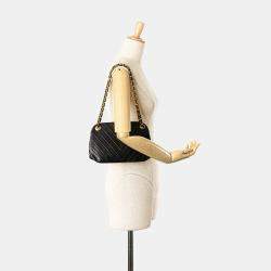 Pre Owned Chanel Black CC Chevron Lambskin Frame Chain Shoulder Bag