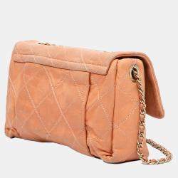Pre Owned Chanel Orange Quilted Calfskin Chic Quilt Flap