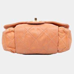 Pre Owned Chanel Orange Quilted Calfskin Chic Quilt Flap