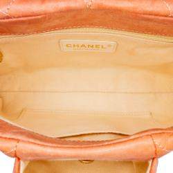Pre Owned Chanel Orange Quilted Calfskin Chic Quilt Flap