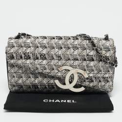 Chanel White/Black Tweed Diagonal CC Flap Bag