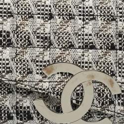 Chanel White/Black Tweed Diagonal CC Flap Bag