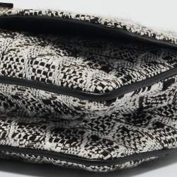 Chanel White/Black Tweed Diagonal CC Flap Bag