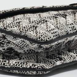 Chanel White/Black Tweed Diagonal CC Flap Bag