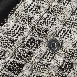 Chanel White/Black Tweed Diagonal CC Flap Bag