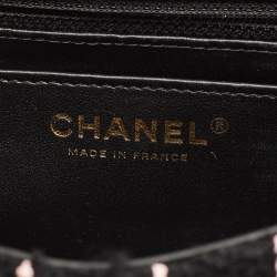 Pre Owned Chanel Black/Pink Tweed Camellia Small Flap Bag
