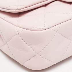 Pre Owned Chanel Pink Quilted Leather Resin Top Handle Flap Bag