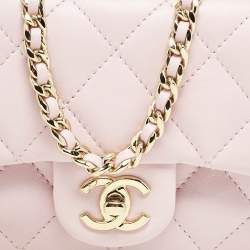 Pre Owned Chanel Pink Quilted Leather Resin Top Handle Flap Bag