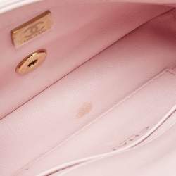 Pre Owned Chanel Pink Quilted Leather Resin Top Handle Flap Bag