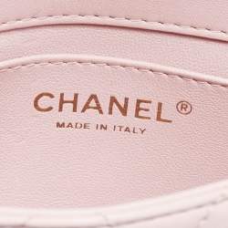 Pre Owned Chanel Pink Quilted Leather Resin Top Handle Flap Bag