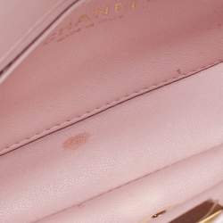 Pre Owned Chanel Pink Quilted Leather Resin Top Handle Flap Bag