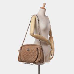 Chanel Brown Quilted Iridescent Calfskin Relax CC Satchel