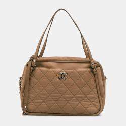 Chanel Brown Quilted Iridescent Calfskin Relax CC Satchel