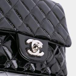 Pre Owned Chanel Black Mini Square Classic Patent Single Flap