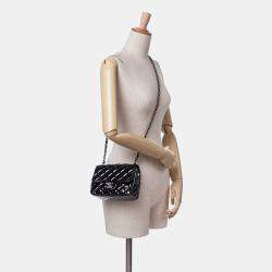 Pre Owned Chanel Black Mini Square Classic Patent Single Flap