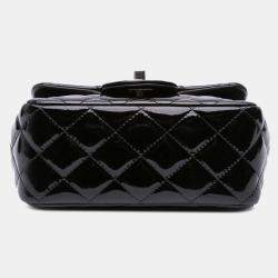 Pre Owned Chanel Black Mini Square Classic Patent Single Flap